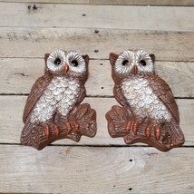 Vintage MCM Foam Core Owls Wall Hangers set of 2 Owl Decorations 8 in - $12.82