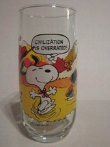 Vintage Mc Donald&#39;s Camp Snoopy Collection Peanuts &quot;Overrated!&quot; Comic Still Glass - £6.40 GBP