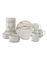 Lorren Home Trends Marble Pattern Dinnerware Set, 16 Piece Ceramic - $228.24 CAD
