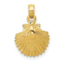 14K Gold Scallop Shell Pendant Charm Jewelry 19mm x 12mm - £87.39 GBP