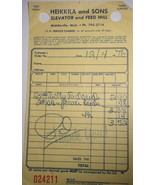 Vintage Heikkila &amp; Sons Elevator &amp; Feed Mill Middleville MI receipt 1976 - $1.99