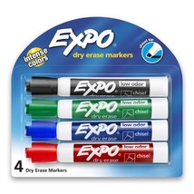 EXPO Dry Erase Markers, Chisel Tip, Assorted Colors, 4 Count - $10.92