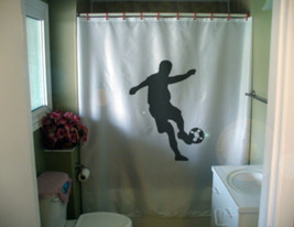 Shower Curtain soccer football player sport ball kick - $69.99