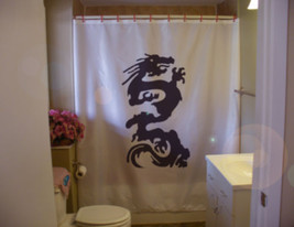 Printed Shower Curtain oriental dragon serpent fire claw China Chinese m... - £70.79 GBP
