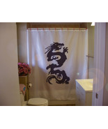 Printed Shower Curtain oriental dragon serpent fire claw China Chinese m... - £71.94 GBP