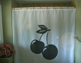 Shower Curtain cherry cherries slot machine fruit leaf - £55.35 GBP