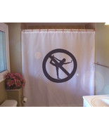 Printed Shower Curtain no yoga warning symbol sign circle pose humor - £71.11 GBP