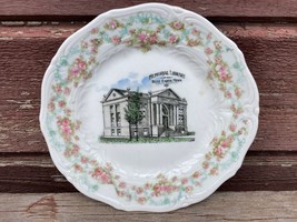 Vtg Souvenir Plate Memorial Library Blue Earth Minnesota Mn - £15.78 GBP