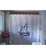 Printed Shower Curtain sailing boat sail flag water yacht rope water spo... - £71.11 GBP
