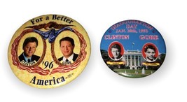 Bill Clinton &amp; Al Gore Vintage 1990’s Political Pin Pinback Buttons Set ... - $126.23 MXN