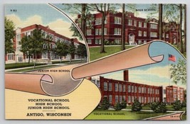 Antigo WI High School Junior and Vocational Wisconsin Postcard E28 - $8.95