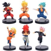 RARE Dragon Ball Z Super Saiyan Son Goku Vegito 6 pcs cute PVC Figures set 8cm G - £28.76 GBP