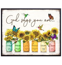 God Says You Are Wall Art Decor, Christian Affirmations, Rustic Inspirational - £30.67 GBP