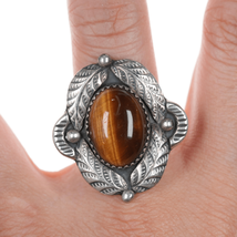 sz6.5 Vintage Native American sterling cat&#39;s eye ring - $94.05