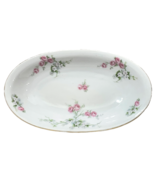 Bloomingdale Bros Austrian Trinket Dish Pink Floral Porcelain 8.5&quot;L x 4.75&quot; - £14.28 GBP