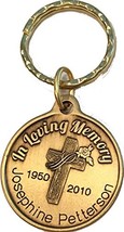 Engraved in Loving Memory Cross Rose Keychain Personalized Name Date Memorial - $23.26