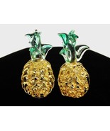 Set of 2 Spun Glass Pineapple Shelf Ornaments, Pale Yellow, Green Leaves - €16,97 EUR
