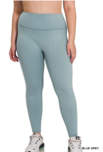 Zenana 3X Cotton/Spandex Brushed Microfiber Wide Waistband Leggings Blue... - $13.85