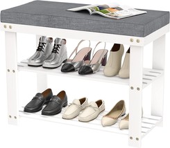 Bench With Shoe Storage Front Door Shoe Bench With Cushion Upholstered P... - £57.37 GBP