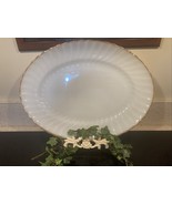 Anchor Hocking Fire King Swirl Golden Gold Shell Lustre 15.5&quot; SERVING PL... - $31.60 CAD