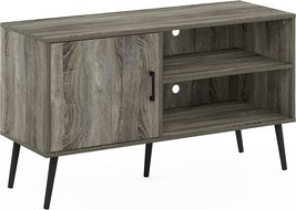 Furinno Claude Mid Century Style Stand With Wood Legs For Tv Up To, French Oak - £82.93 GBP