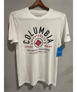 Small COLUMBIA Short Sleeve Tshirt- NEW White/Black Front Logo Mens Ret$20 - £13.91 GBP