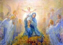 New! Adoration of the Angels – Cleto Luzzi – Catholic Art Print – Christmas – Un - £10.10 GBP+