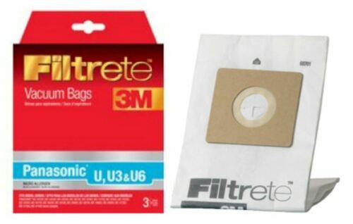 Primary image for NEW 3M Filtrete Panasonic U U3 U6 Micro Allergen Home VACUUM Bags 3-Pack 68701A