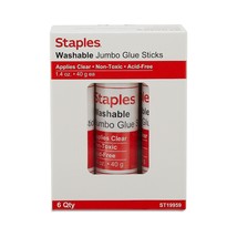 Staples Washable Glue Sticks Jumbo Clear 1.4 oz 6/Pack (19959) 19959-CC - £17.24 GBP