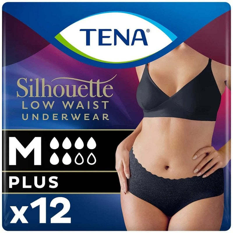 TENA Silhouette Incontinence Pants Plus Low Waist Black Medium, 2 Packs ... - $20.64