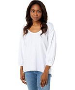 Mod-O-Doc Slub Jersey 3/4 Sleeve Scoop Neck Shirred Top White MD (US 8-1... - $46.43