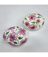 Lot of 2 Hand Painted Ceramic Floral Easter Eggs Signed by Artist RLW - £14.06 GBP