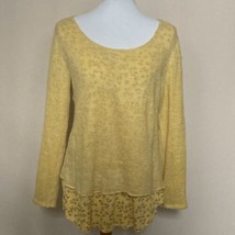 Andromede Womens Top Medium Yellow Layered Look Long Sleeve Tunic Knit B... - £18.68 GBP