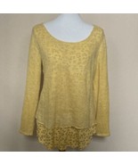Andromede Womens Top Medium Yellow Layered Look Long Sleeve Tunic Knit B... - £18.66 GBP
