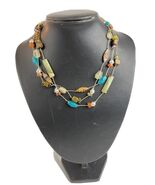 Multicolor Beaded Statement Necklace Boho Style Layered Glass Stone Bead... - $14.51 CAD