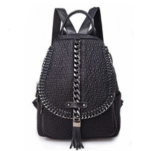 New Chain Bag Women Leather Backpack School Bags For Ladies Travel Backpa Large  - £82.35 GBP
