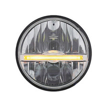 5 3/4” LED High/Low Glass Headlight Headlamp with Amber LED Position Light Bar - £254.05 GBP