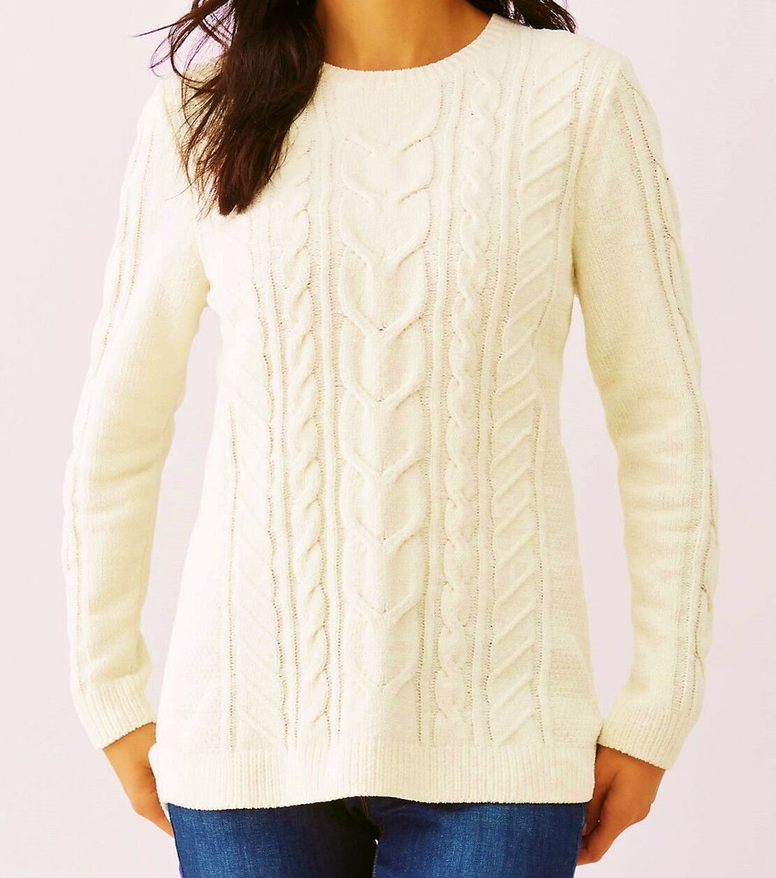 J Jill Sweater Ivory White XL Cable Knit Pullover Tunic Hi Low NEW May F... - $69.00