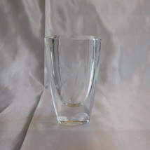 Orrefors Signed Thick Crystal Vase with Etched Flower # 22195 - £32.66 GBP