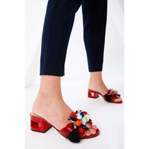 The Vigo Red Leather Block Heel Women Sandal image 10