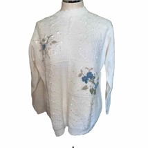 Koret Vintage Knit Floral Embroidered Lace Patchwork Mock Neck Sweater S... - $26.40
