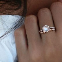 New Trendy Rose Gold Silver Color Halo Engagement Ring For Women Lady Anniversar - £9.56 GBP