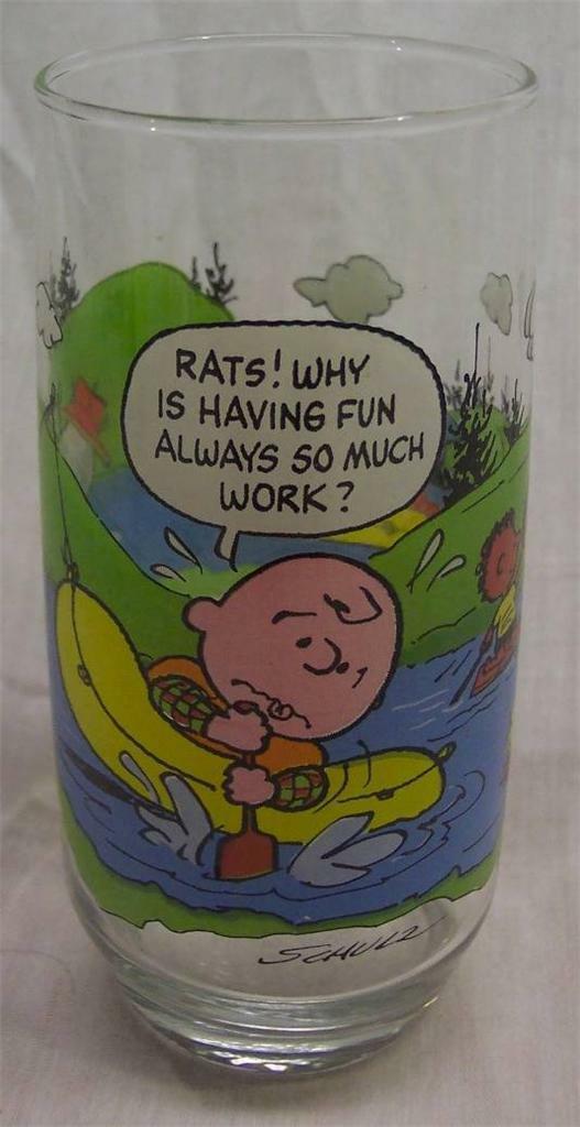 Primary image for PEANUTS Snoopy McDonald Camp  "Why is fun so much work?" GLASS COLLECTOR'S CUP