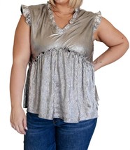 One Eleven North shine on metallic peplum top in Silver - £30.26 GBP