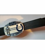 INDIANAPPOLIS COLTS BELT BUCKLE &amp; Genuine  Leather Black Belt &amp; standard... - $27.28 CAD