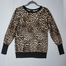 Worthington Womens Leopard Print Sweater Size X Large Pullover Long Sleeve - £9.10 GBP