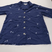 Vintage David Dart Sport N6B609 Women's Medium Blue Front Button Jacket Blouse image 12
