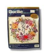 Bucilla Stamped Cross Stitch Kit &quot;Rose Ivy Heart Wreath&quot; #42464 Butterfl... - £15.67 GBP