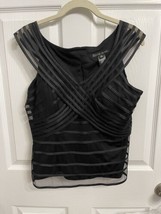 Sandra Darren Dressy Sleeveless Black Blouse Women’s Size 10P Petite V Neck - $9.49
