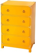 Accent Chest of Drawers Brass Yellow Distressed Wood Mango 4 -Drawer - £1,186.75 GBP